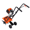 VEVOR benzīna kultivators 38 cm³, 4-taktu, ar 4 regulējamiem priekšējiem tērauda zariem zāliena, dārza un lauka augsnes apstrādei