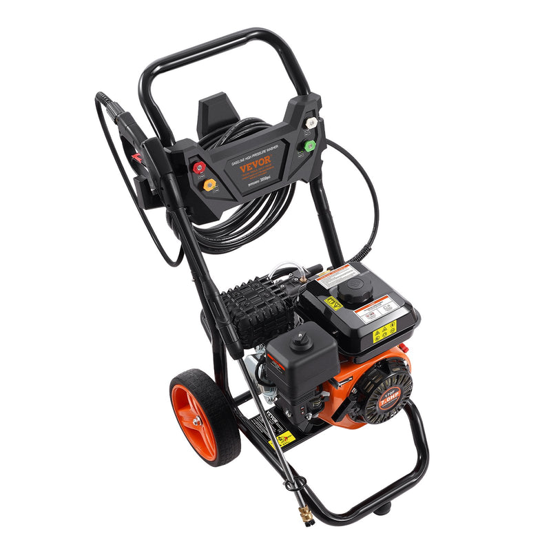 VEVOR gāzes augstspiediena mazgātājs, 3400 PSI, 9,8 l/min, ar 5 sprauslu komplektu automašīnām, vertikāls
