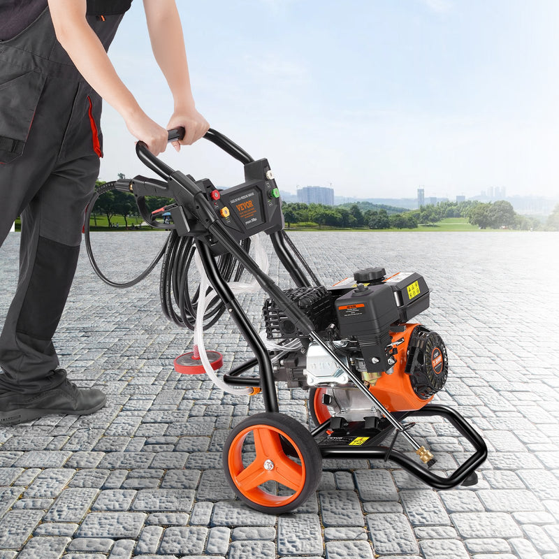 VEVOR gāzes augstspiediena mazgātājs, 3400 PSI, 9,8 l/min, ar 5 sprauslu komplektu automašīnām, vertikāls