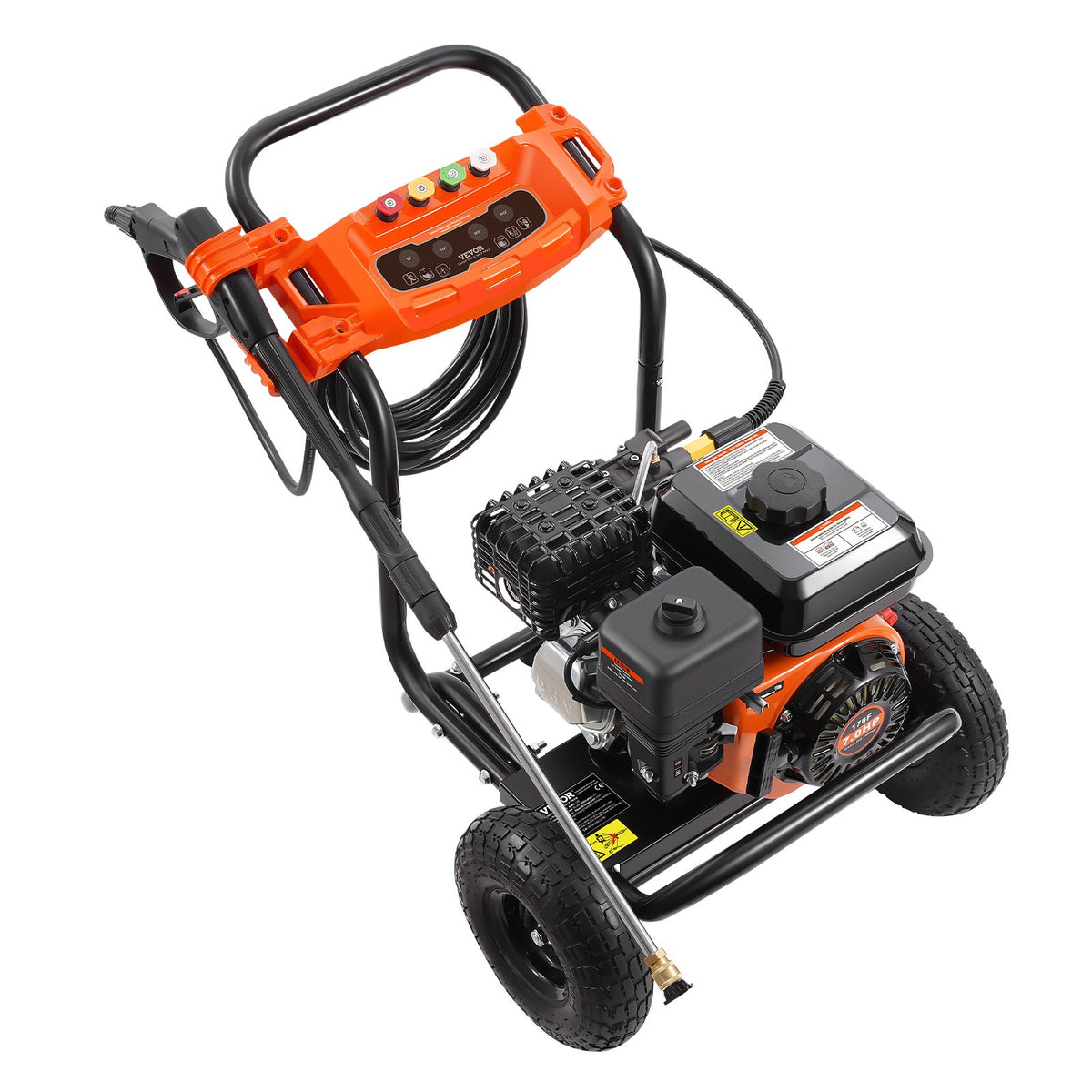 VEVOR benzīna augstspiediena mazgātājs, 3500 PSI, 10 l/min, 2,6 GPM, ar 5 sprauslu komplektu automašīnām
