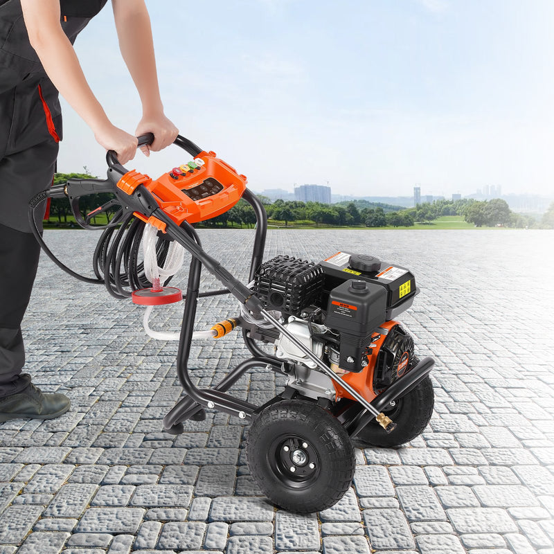VEVOR gāzes augstspiediena mazgātājs, 3500 PSI, 10 l/min, 2,6 GPM, ar 5 sprauslu komplektu automašīnām