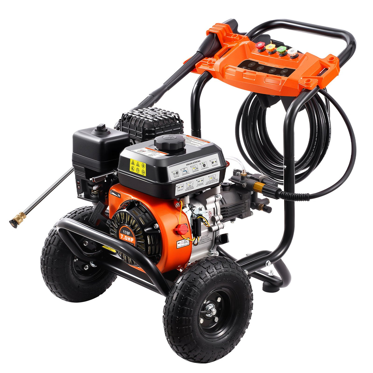 VEVOR benzīna augstspiediena mazgātājs, 3500 PSI, 10 l/min, 2,6 GPM, ar 5 sprauslu komplektu automašīnām