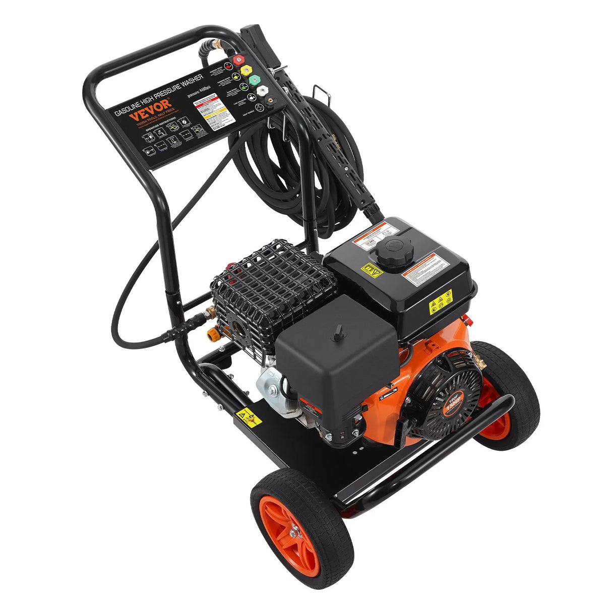 VEVOR Petrol High Pressure Washer with 275 bar Pressure, 15 L/min Water Flow, Brass Pump, Spray Gun and Extension Lance, 5 Nozzle Set for Car, Fence, House, Driveway, Patio and Furniture Cleaning