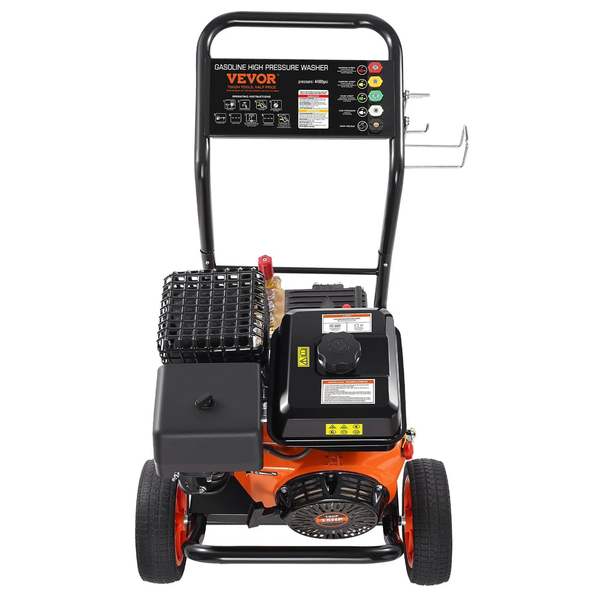 VEVOR Petrol High Pressure Washer with 275 bar Pressure, 15 L/min Water Flow, Brass Pump, Spray Gun and Extension Lance, 5 Nozzle Set for Car, Fence, House, Driveway, Patio and Furniture Cleaning