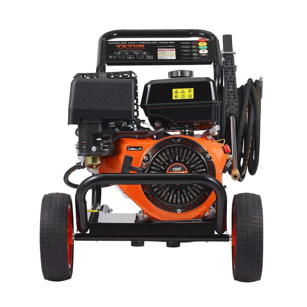 VEVOR Petrol High Pressure Washer with 275 bar Pressure, 15 L/min Water Flow, Brass Pump, Spray Gun and Extension Lance, 5 Nozzle Set for Car, Fence, House, Driveway, Patio and Furniture Cleaning