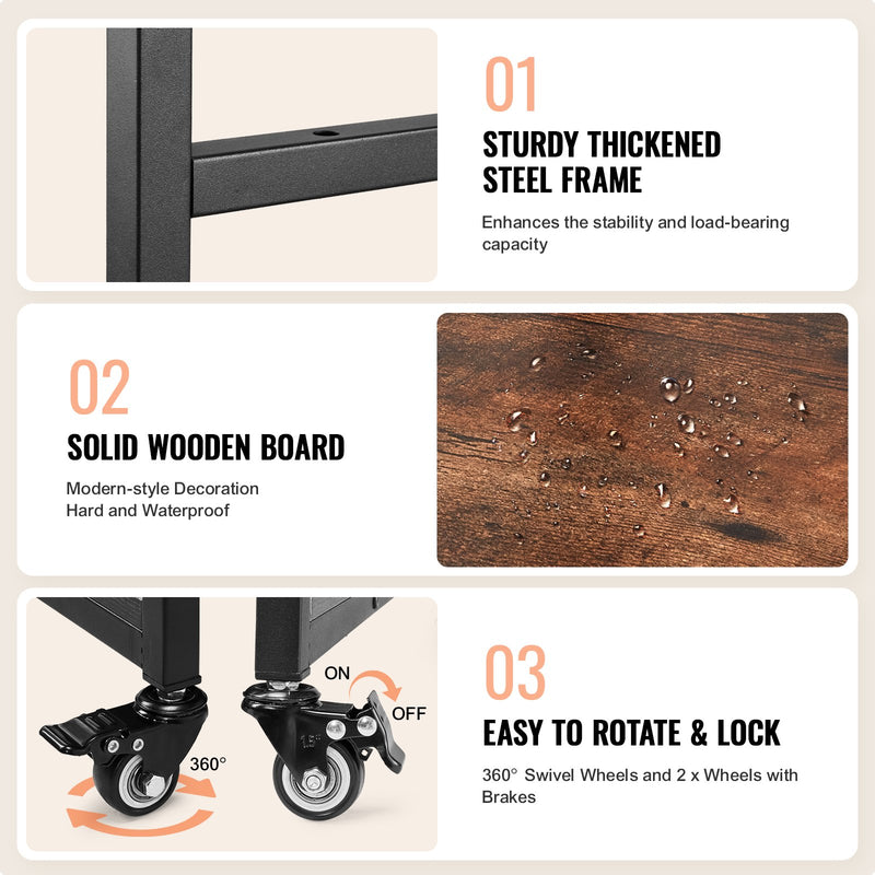 VEVOR 4 līmeņu pārvietojams siltumspiedes galds ar uzlādes staciju