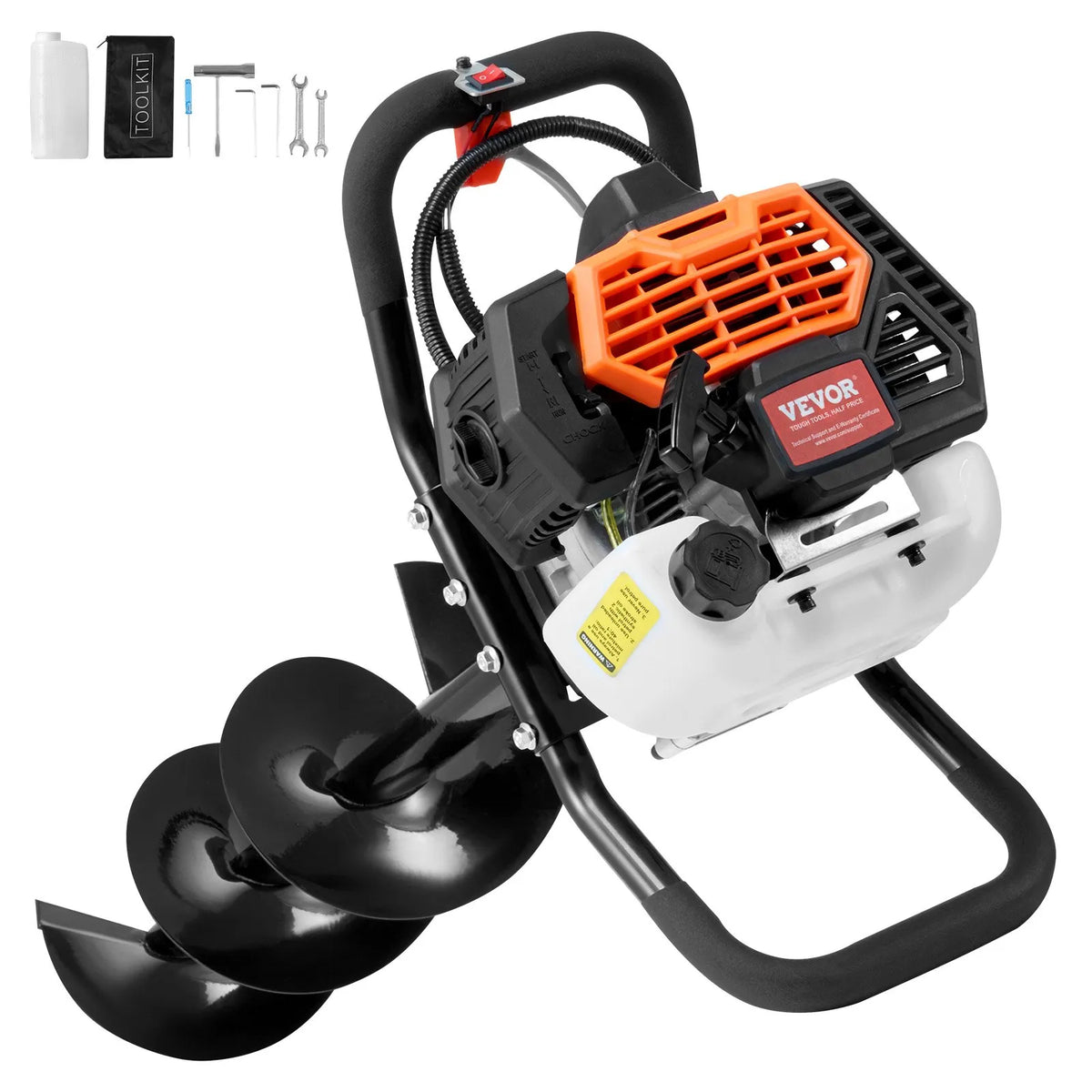 VEVOR bensiini aukupuur 43 cm³, 1250 W, 203 mm puuriga
