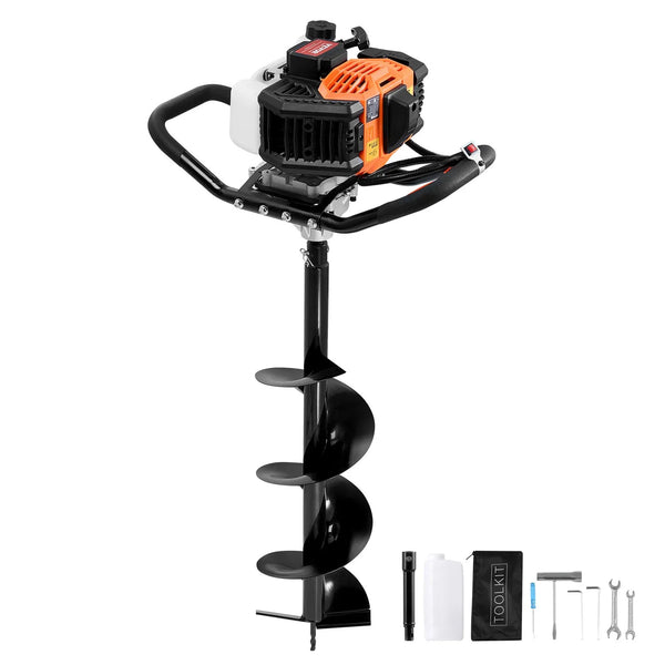 Benzīna bedrīšu rakšanas urbis 52CC 1450W ar 203 mm urbja uzgali un pagarinājuma stieni
