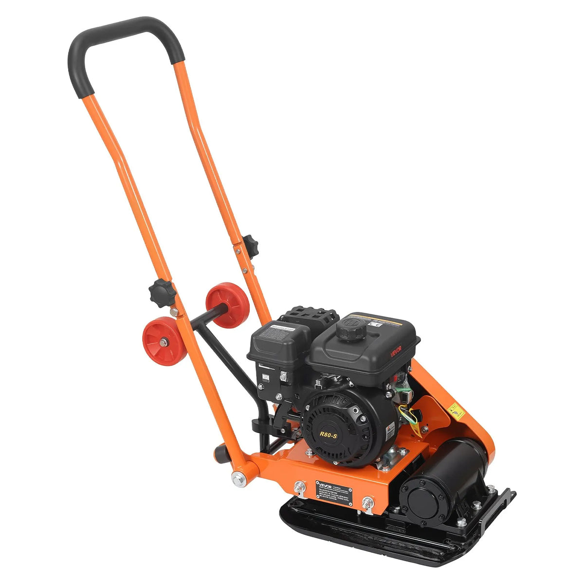 VEVOR vibroplate ar 2 ZS 79 cm³ benzīna dzinēju, 5250 vibrācijas/min, 8 kN blietēšanas spēks, 41 × 31,5 cm plāksne, augsnes blietētājs bruģim, asfaltam, pamatiem un gruntij - ZEMLETES.LV