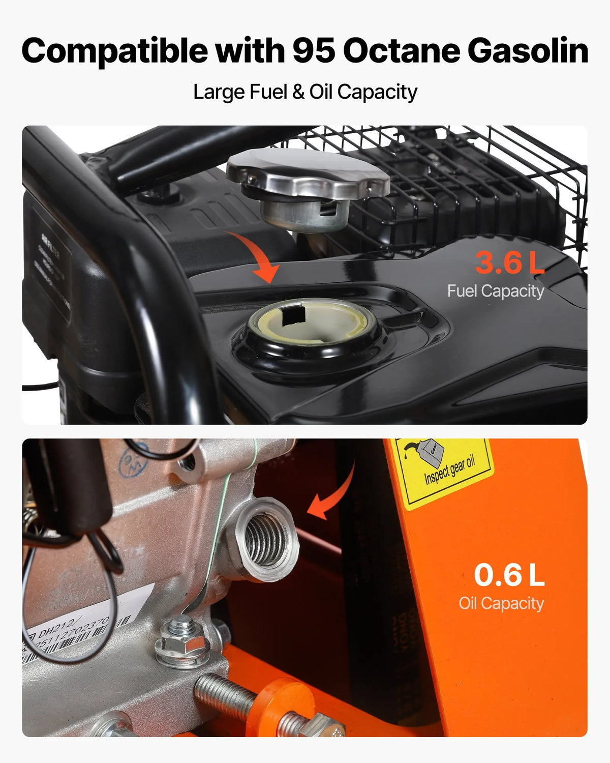 VEVOR vibroplate ar 6,5 ZS 212 cm³ benzīna dzinēju, 6400 vibrācijas/min, 15 kN blietēšanas spēks, 53 × 40 cm plāksne, pašgājēja augsnes blietētājs bruģim, asfaltam, pamatiem un gruntij - ZEMLETES.LV