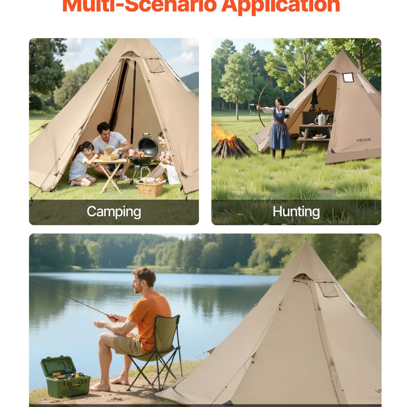 Ziemas telts 4–6 personām ar krāsns izvadu, ūdensnecaurlaidīga kokvilnas kempinga telts, viegla 4 sezonu patversme pārgājieniem, makšķerēšanai un kempingam, L izmērs