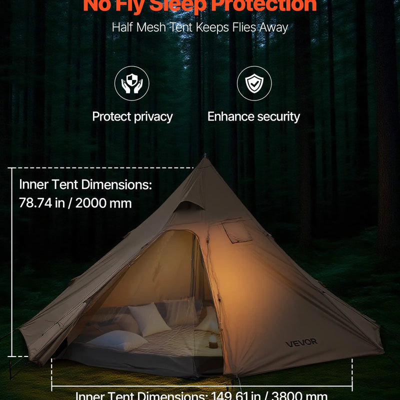 Telts ar krāsns izvadu 4 personām – kempinga tipa tipiju telts ar iekšējo telti, sniega aizsargmali un vieglu uzstādīšanu. Piemērota ziemas kempingam, makšķerēšanai un pārgājieniem. Ūdensnecaurlaidīga, četru sezonu lietošanai paredzēta pārnēsājama telts.