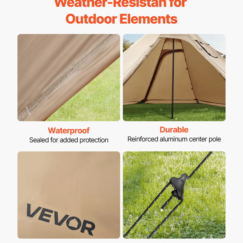 Telts ar krāsns izvadu 4 personām – kempinga tipa tipiju telts ar iekšējo telti, sniega aizsargmali un vieglu uzstādīšanu. Piemērota ziemas kempingam, makšķerēšanai un pārgājieniem. Ūdensnecaurlaidīga, četru sezonu lietošanai paredzēta pārnēsājama telts.