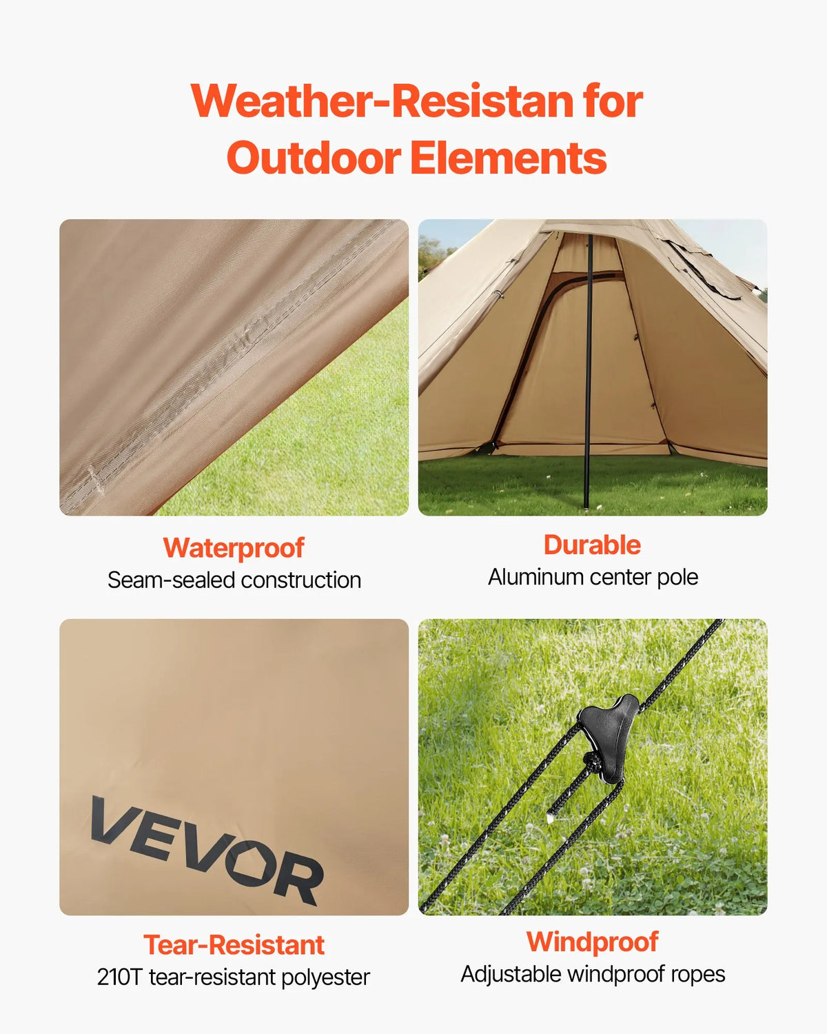 Two-person winter tipi tent with stove jack, waterproof cotton camping tent, lightweight 4-season hiking and fishing tent, portable S size outdoor shelter