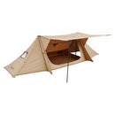 Kempinga telts ar plīts izvadu un 2 brešu stieņiem, viegla un ūdensnecaurlaidīga četru sezonu telts 2 personām, piemērota pārgājieniem, makšķerēšanai, medībām un brīvdabas piedzīvojumiem
