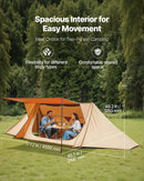 Kempinga telts ar plīts izvadu un 2 brešu stieņiem, viegla un ūdensnecaurlaidīga četru sezonu telts 2 personām, piemērota pārgājieniem, makšķerēšanai, medībām un brīvdabas piedzīvojumiem