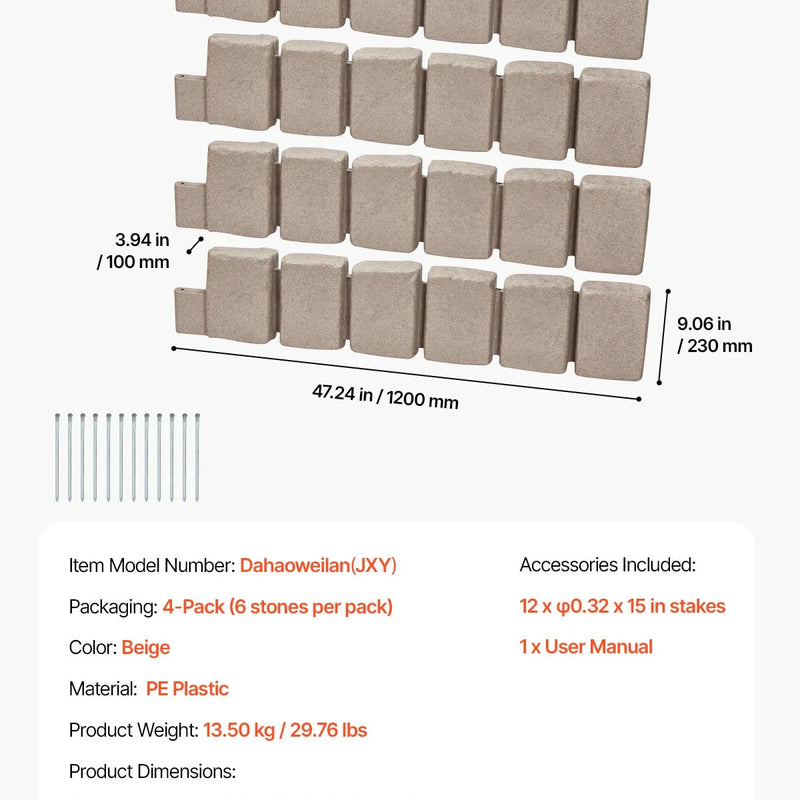 Макслига akmens zāliena apmale 120 × 23 см, izturīga pret izbalēšanu