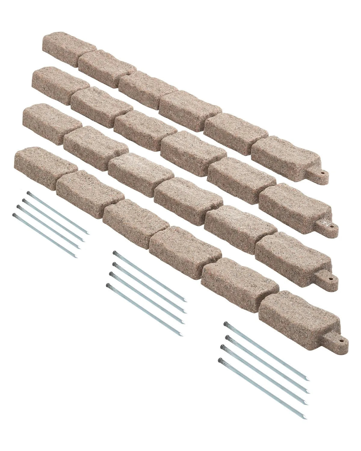 VEVOR Decorative Garden Edging Stone Imitation 117.9 × 5.6 cm, Flexible Brick-Sized Garden Border with Fixing Pegs, Fade-Resistant Lawn and Garden Edging for Driveways and Pathways, Brown