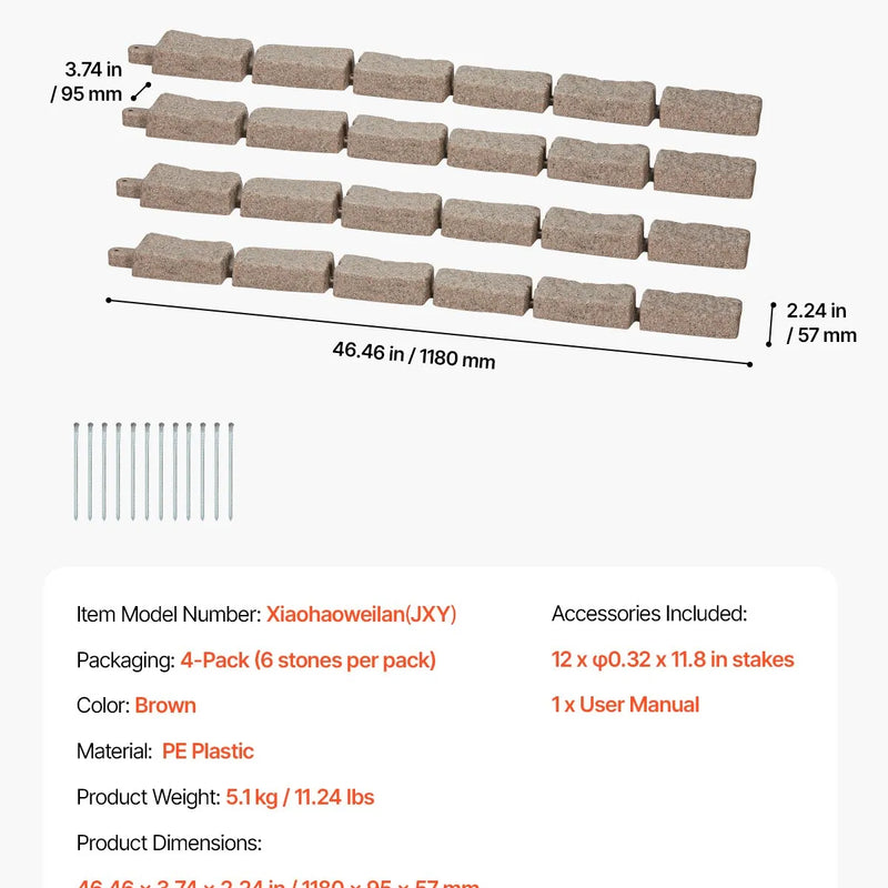 Akmens imitācijas dārza apmale 1174 × 56 мм