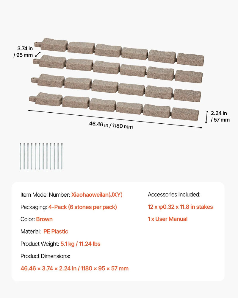 Akmens imitācijas dārza apmale 1174 × 56 mm
