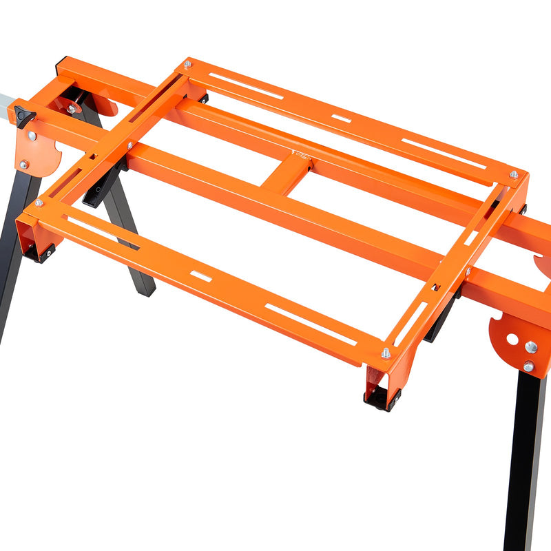 VEVOR leņķzāģa statīvs, 2007 mm salokāms pārvietojams statīvs ar viengabala stiprinājuma skavām un rullīšiem, smagā tipa konstrukcija ar bīdāmu vadotni, kravnesība 150 kg