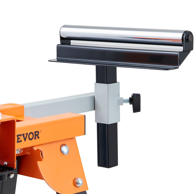 VEVOR leņķzāģa statīvs, 2007 mm salokāms pārvietojams statīvs ar viengabala stiprinājuma skavām un rullīšiem, smagā tipa konstrukcija ar bīdāmu vadotni, kravnesība 150 kg