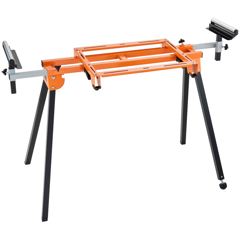 VEVOR leņķzāģa statīvs, 2007 mm salokāms pārvietojams statīvs ar viengabala stiprinājuma skavām un rullīšiem, smagā tipa konstrukcija ar bīdāmu vadotni, kravnesība 150 kg