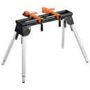 VEVOR leņķzāģa statīvs, kravnesība 150 kg, tērauda salokāma konstrukcija ar viengabala stiprinājuma skavām, augstums regulējams 740–835 mm, pārnēsājams un kompakts salokāms statīvs