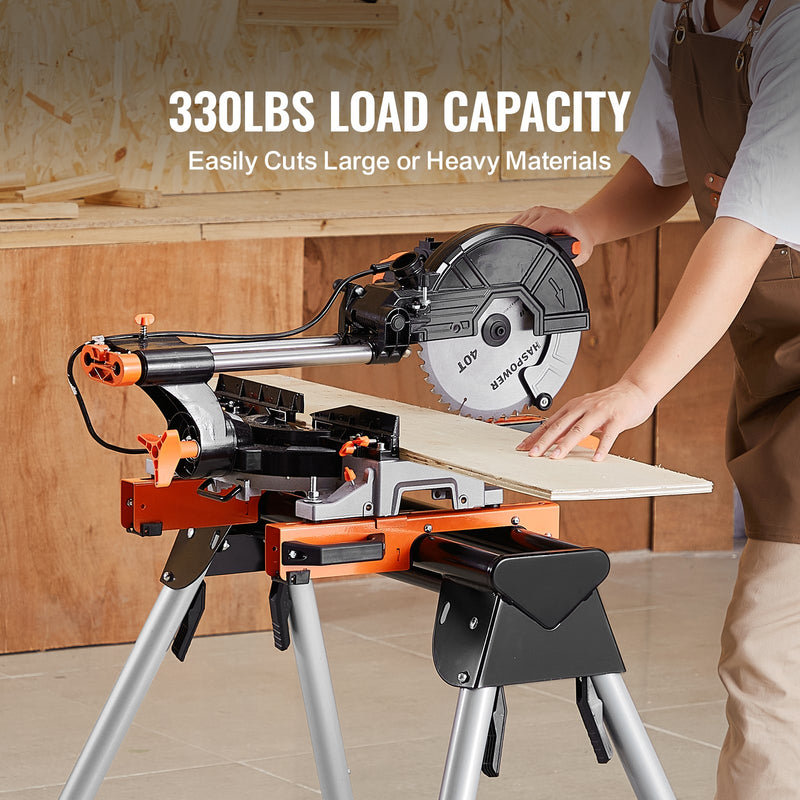 VEVOR Leņķzāģa Statīvs, 330 kg Celtspēja, Tērauda, Augstums Regulējams 74–83,5 cm
