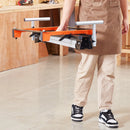 VEVOR leņķzāģa statīvs, kravnesība 136 kg, tērauda salokāma konstrukcija ar viengabala stiprinājuma skavām, regulējams augstums un garums, pārnēsājams un kompakts salokāms statīvs