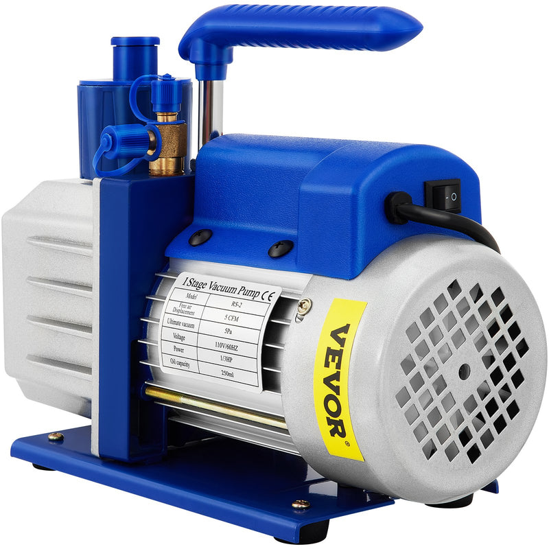 VEVOR vakuuma kamera ar vakuuma sūkni 18,9 l, 5 CFM (142 l/min), 1/3 ZS, vienpakāpes komplekts