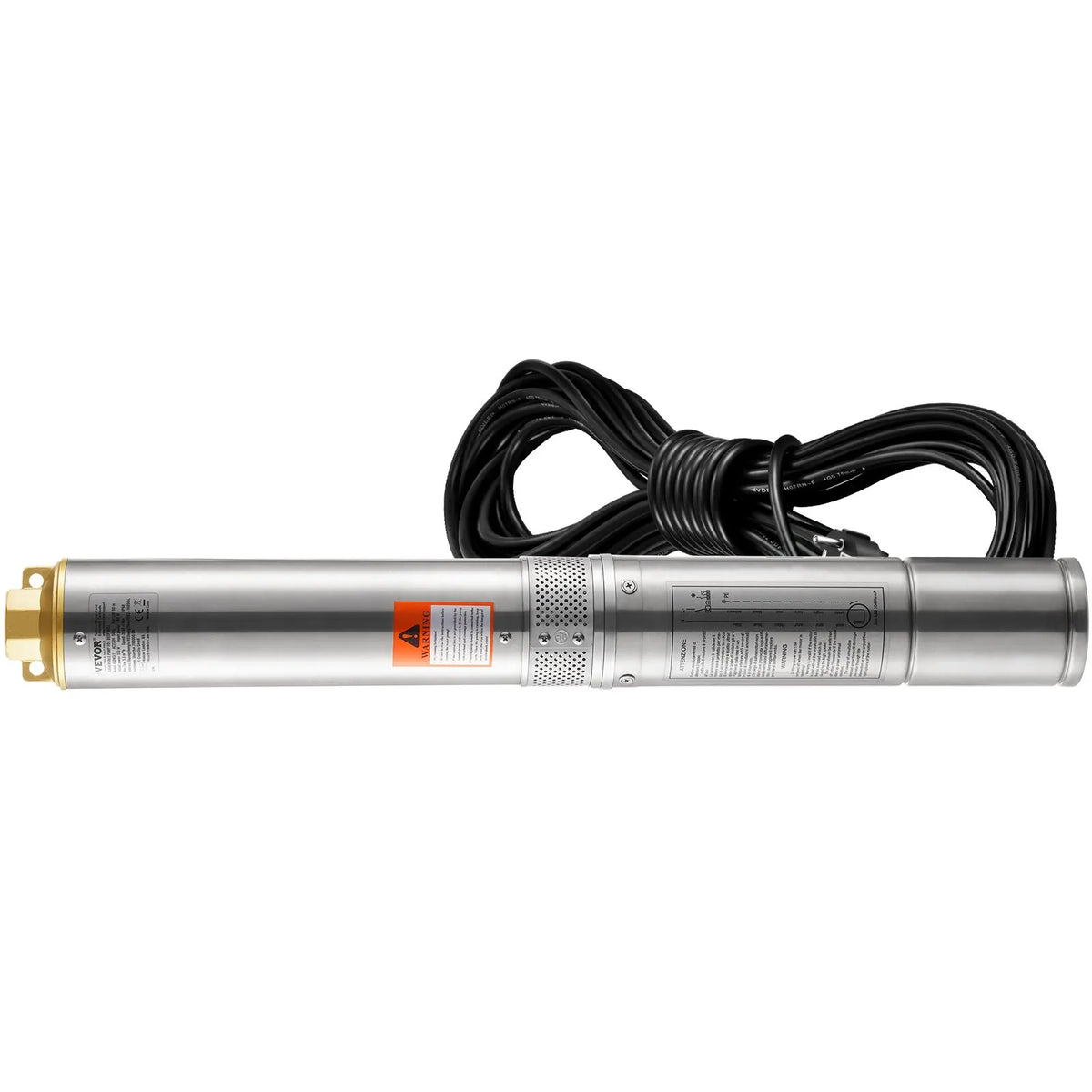VEVOR Submersible Deep Well Pump 370 W, 230 V/50 Hz, Flow up to 5.3 m³/h, Lift Height up to 50 m, 9.1 m Electric Cable, Stainless Steel Housing, IP68, for Industrial, Irrigation and Domestic Use