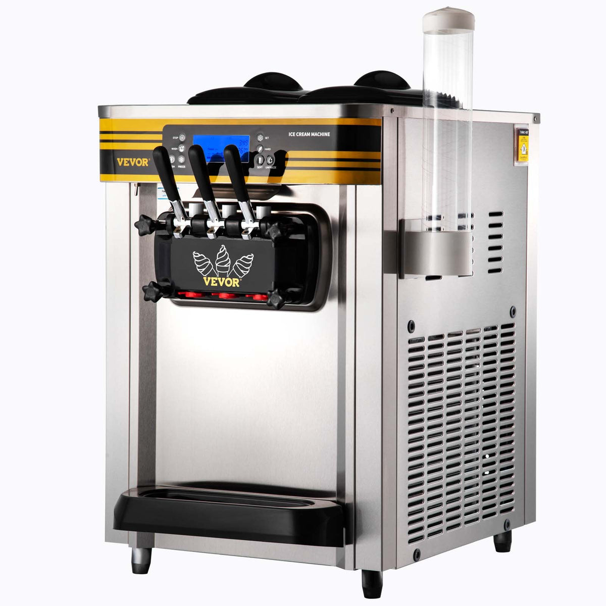 VEVOR Commercial Soft Serve Ice Cream Machine 22–30 l/h, 2350 W, 2 × 6 l Hoppers, LCD Panel, Frozen Yogurt