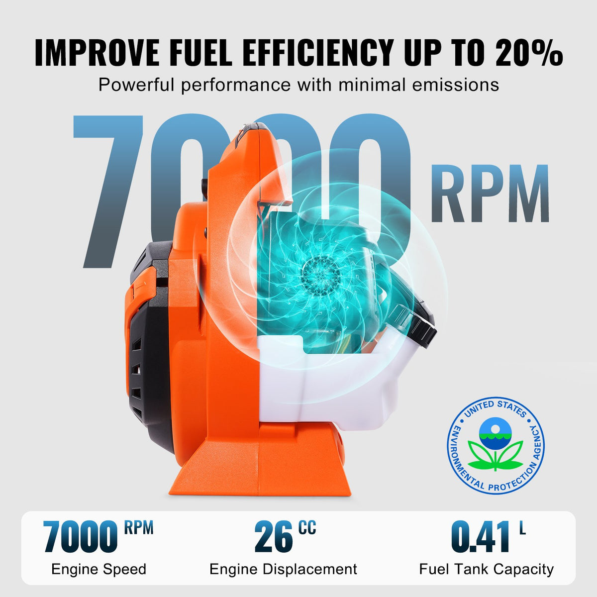 VEVOR Petrol Hand Leaf Blower 26 cm³, 2 in 1, 722 m³/h, 70 m/s