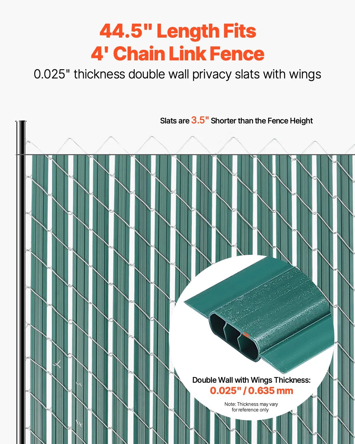 Metal mesh fence privacy slats with double wall and edges, for 122 cm high fence