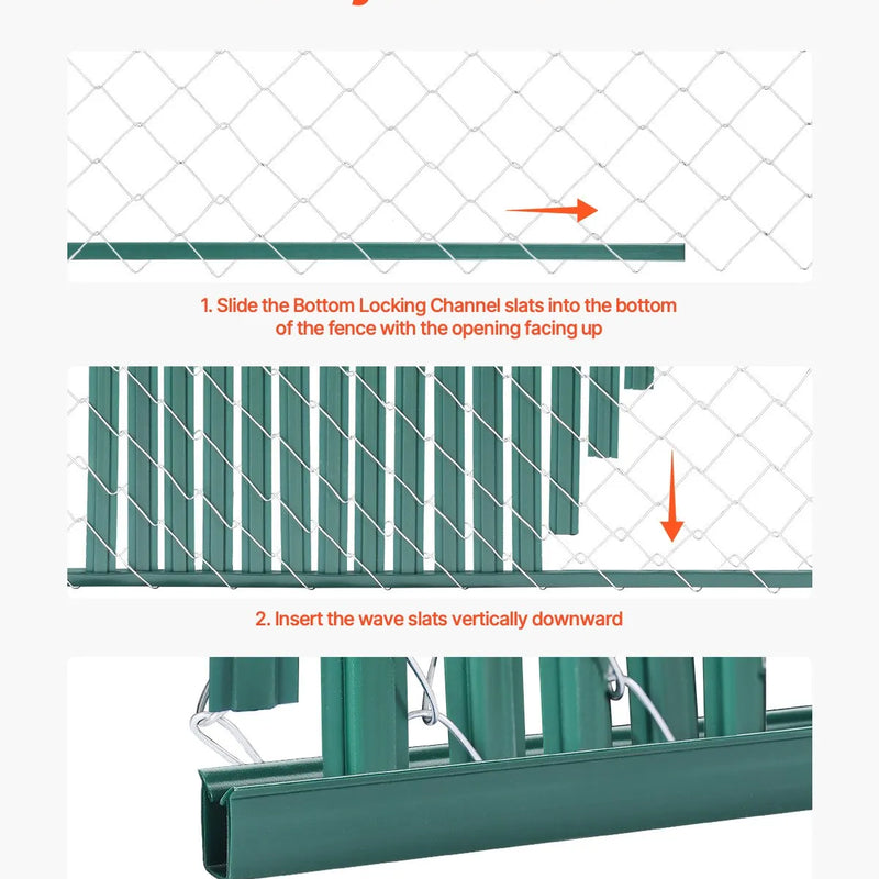 Metāla sieta žoga privātuma lameles ar dubulto sienu un malām, 122 cm augstam žogam