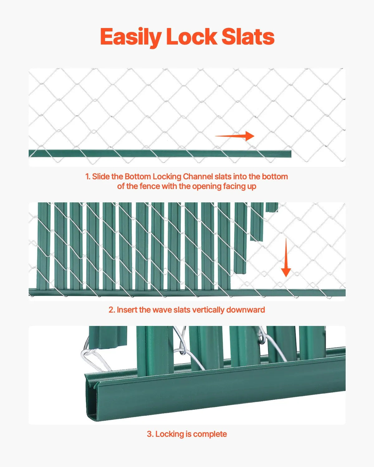 Metal mesh fence privacy slats with double wall and edges, for 122 cm high fence