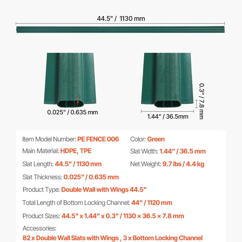 Metāla sieta žoga privātuma lameles ar dubulto sienu un malām, 122 cm augstam žogam