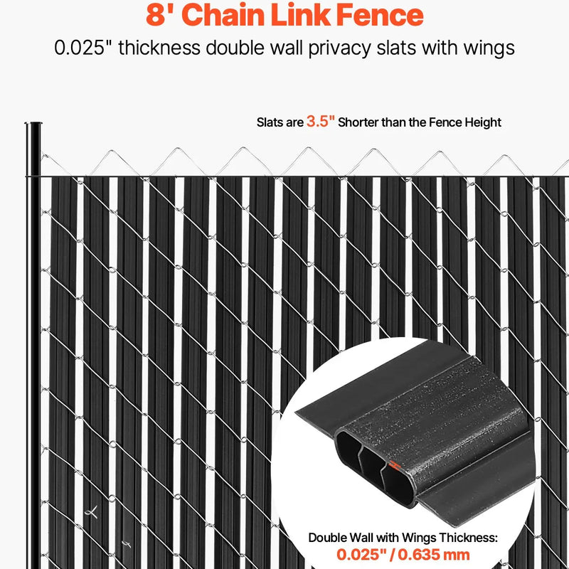 Metāla sieta žoga privātuma lameles ar dubulto sienu un malām, 244 cm augstam žogam
