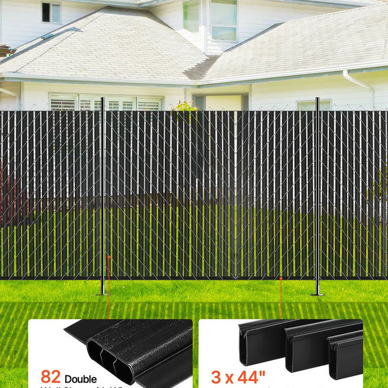 Metāla sieta žoga privātuma lameles ar dubulto sienu un malām, 244 cm augstam žogam