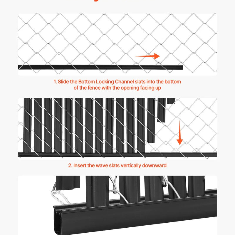 Metāla sieta žoga privātuma lameles ar dubulto sienu un malām, 244 cm augstam žogam