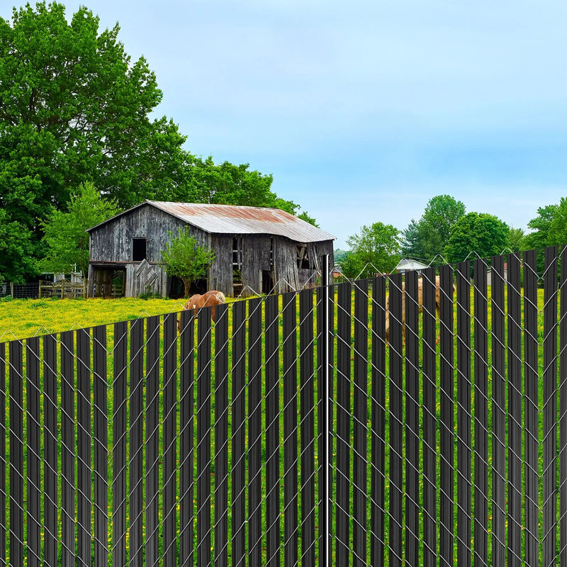 Metāla sieta žoga privātuma lameles ar dubulto sienu un malām, 244 cm augstam žogam