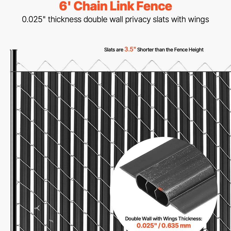 Metāla sieta žoga privātuma lameles ar dubulto sienu un malām, 183 cm augstam žogam