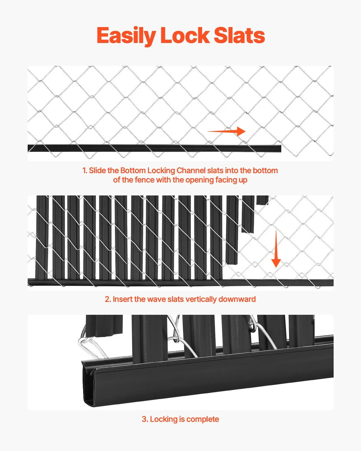 Metal mesh fence privacy slats with double wall and edges, for 183 cm high fence
