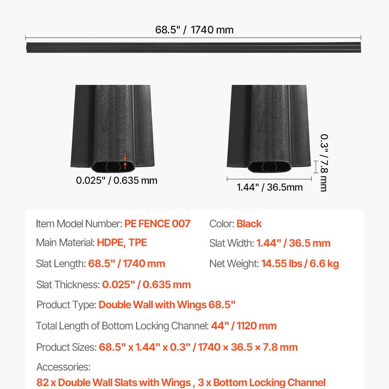 Metāla sieta žoga privātuma lameles ar dubulto sienu un malām, 183 cm augstam žogam