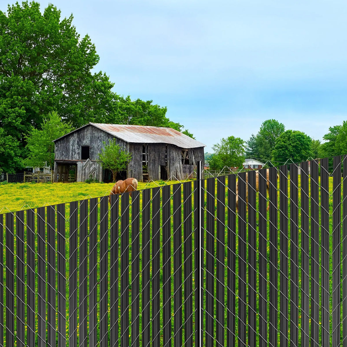 Metal mesh fence privacy slats with double wall and edges, for 183 cm high fence
