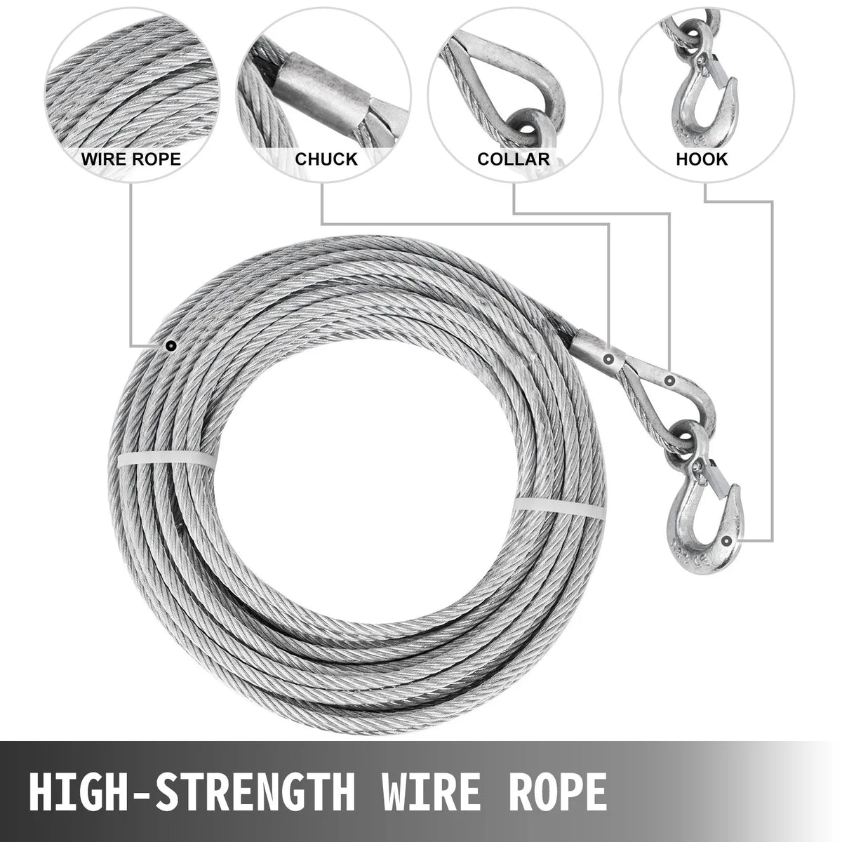 VEVOR Wire Rope Puller, 1.6 t / 1587.6 kg Lifting Capacity – Manual Hand Winch Rope Puller for 24.99 m Rope, Heavy-Duty Rope Grip for Lifting and Pulling, Suitable for Indoor and Outdoor Use