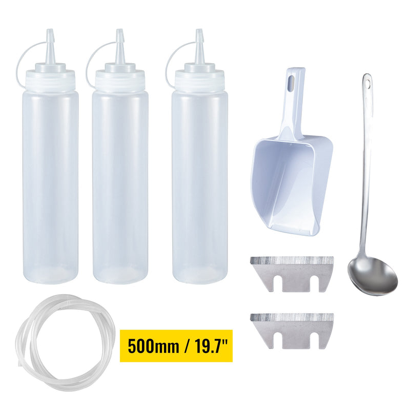 VEVOR komerciālā sniega pārslu mašīna 180 kg/h, 1450 apgr./min, ar izolētu saldēšanas kasti, nerūsējošais tērauds, sudraba