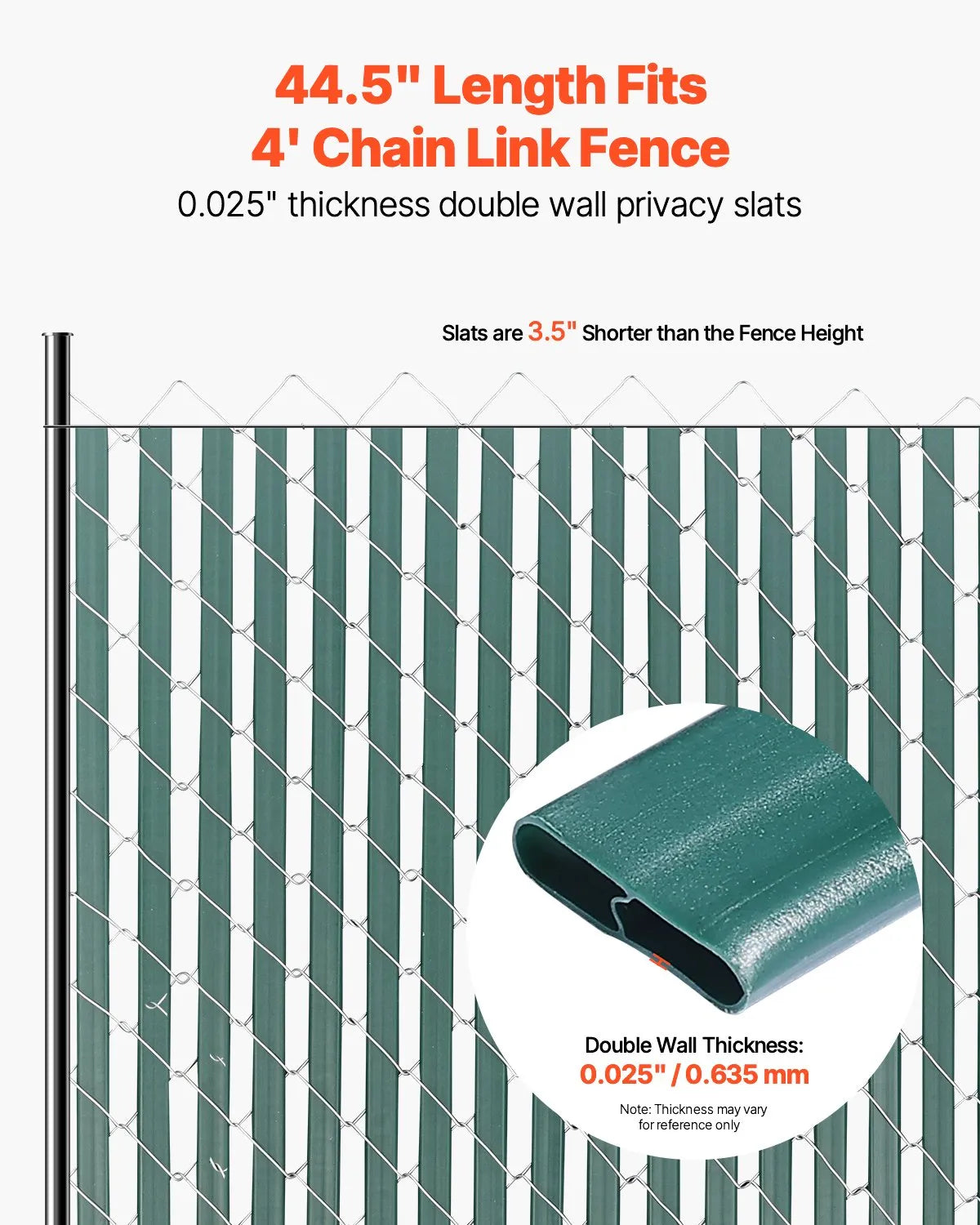 Metal mesh fence privacy slats with double wall, 122 cm height for fence, with bottom fixing