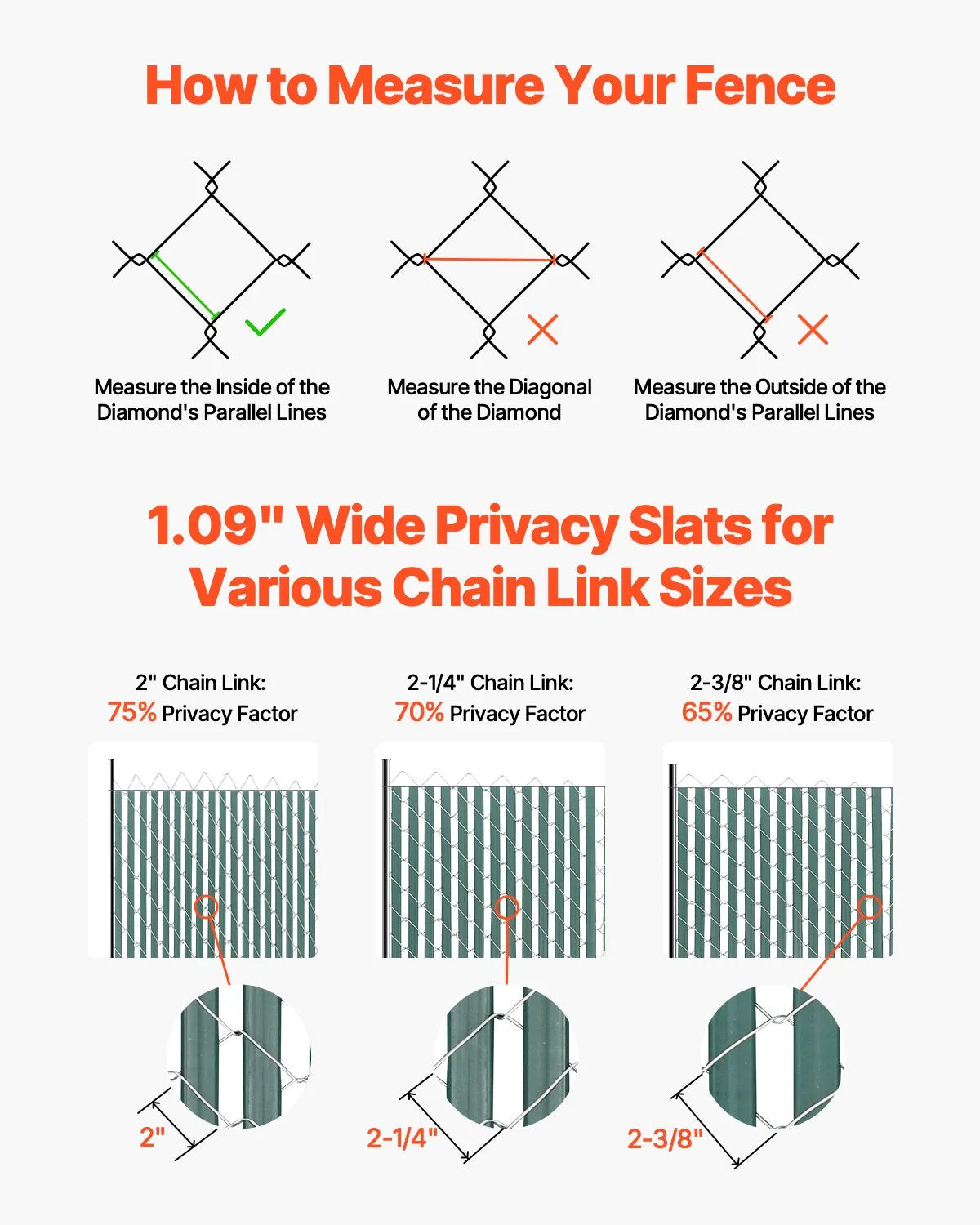 Metal mesh fence privacy slats with double wall, 122 cm height for fence, with bottom fixing